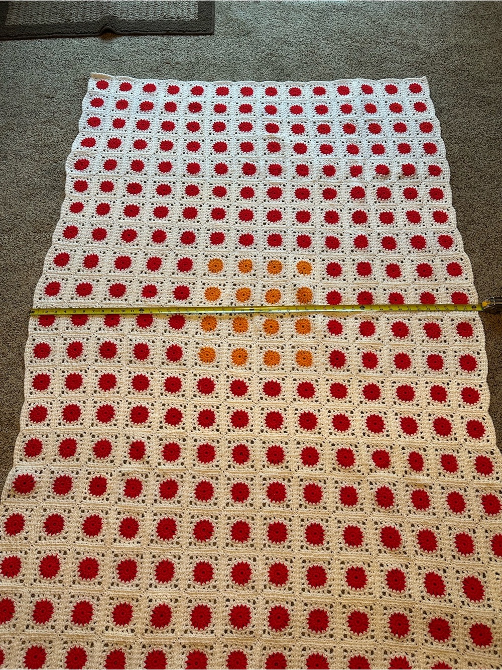 Handmade Granny Square Crochet Afghan Blanket Throw 68” X 48.5” Sunburst Motif - Picture 6 of 7